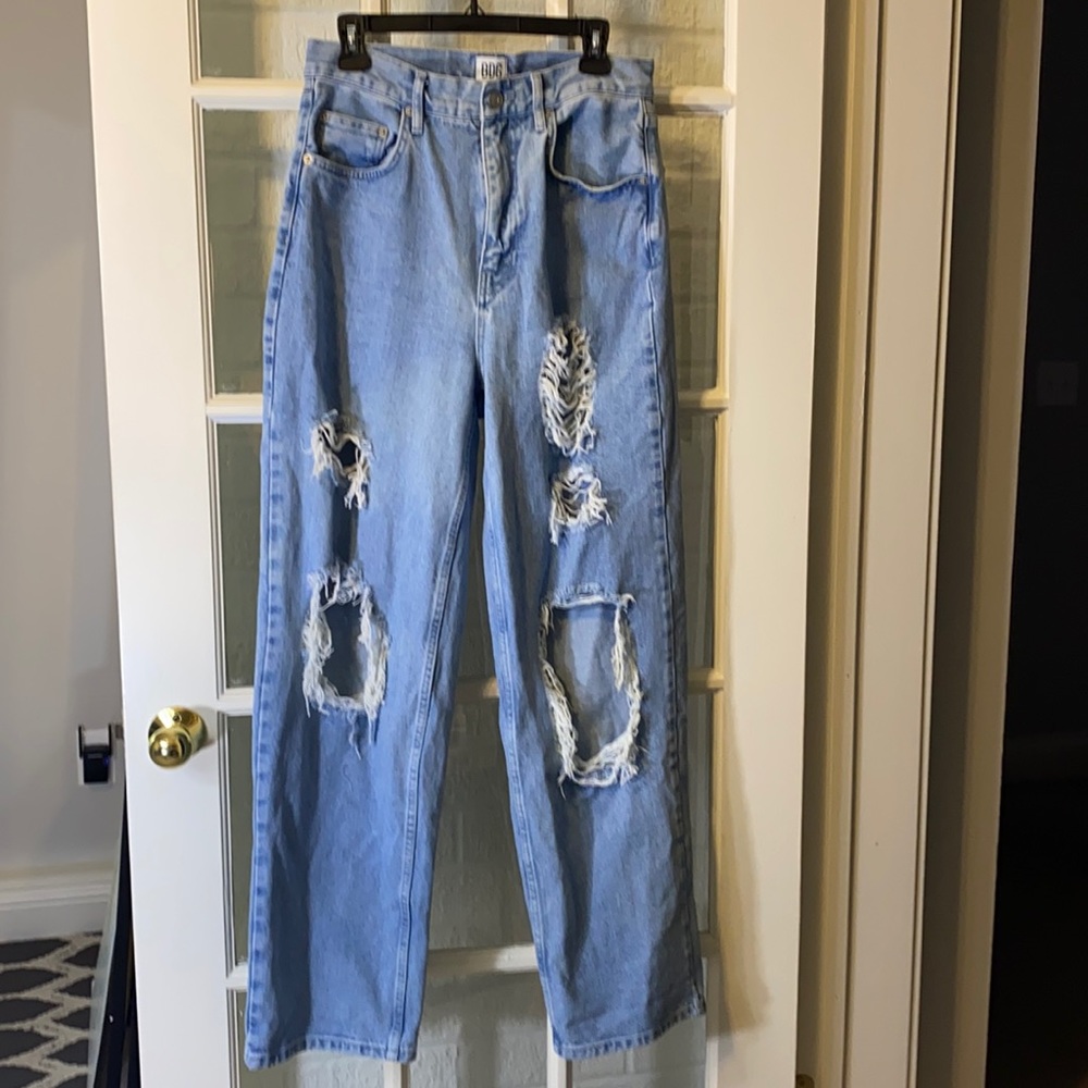 BDG High-Rise Baggy Jean - Destroyed Light Wash Size 30 from Urban Outfitters.
